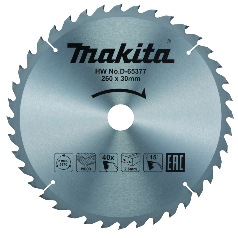 MAKITA D-65377 Kotúč pilový 260X30MM 40Z na drevo