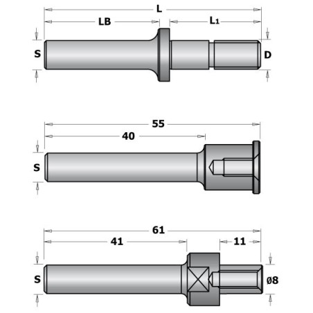 CMT C724 Tŕň tanierovej frézy bez ložiska S-12mm C72412010